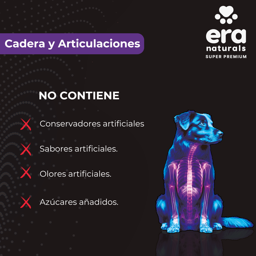 Era Naturals Cadera Y Articulaciones. Suplemento para Perros con Glucosamina, Condroitina y Colágeno Complemento para Croquetas o Dieta Barf 300g Era Naturals Cadera Y Articulaciones. Suplemento para Perros con Glucosamina, Condroitina y Colágeno Complemento para Croquetas o Dieta Barf 300g
